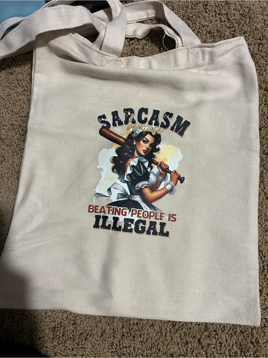 Handbags - “Sarcasm Slogan” Canvas Tote NEW